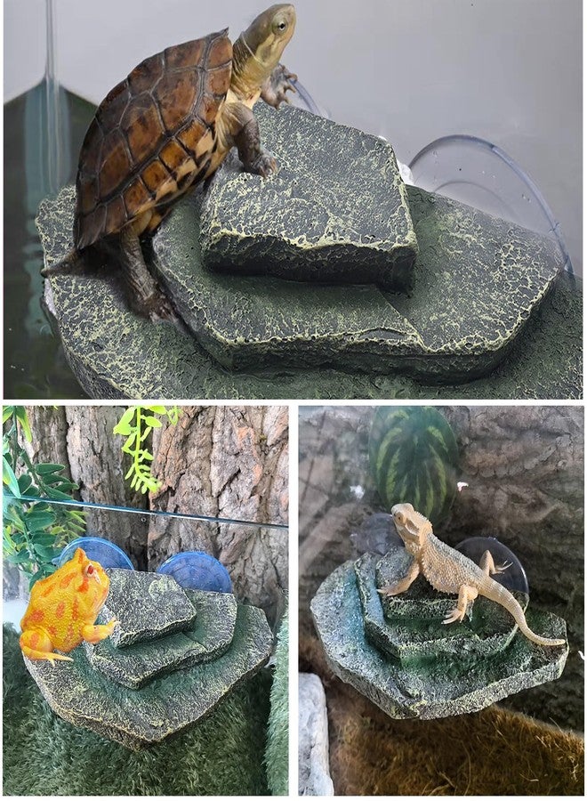 kathson Turtle Basking Platform, Tortoise Basking Platform with Suction Cups, Tortoise Climbing Ramp Basking Dock Floating Resting Terrace for Terrapins, Frogs (Green) - Image 5